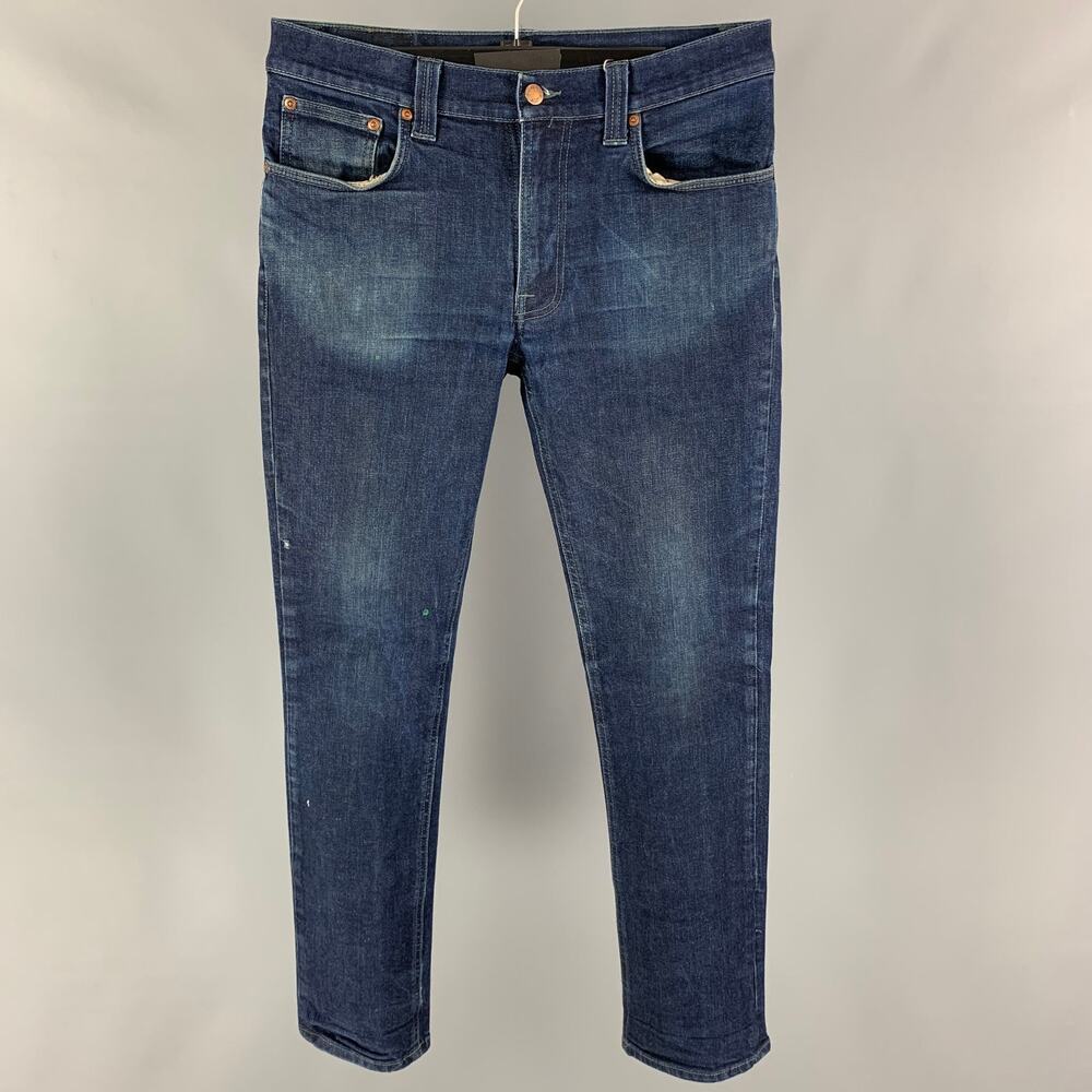 NUDIE JEANS Size 34 Blue Cotton Skinny Jeans